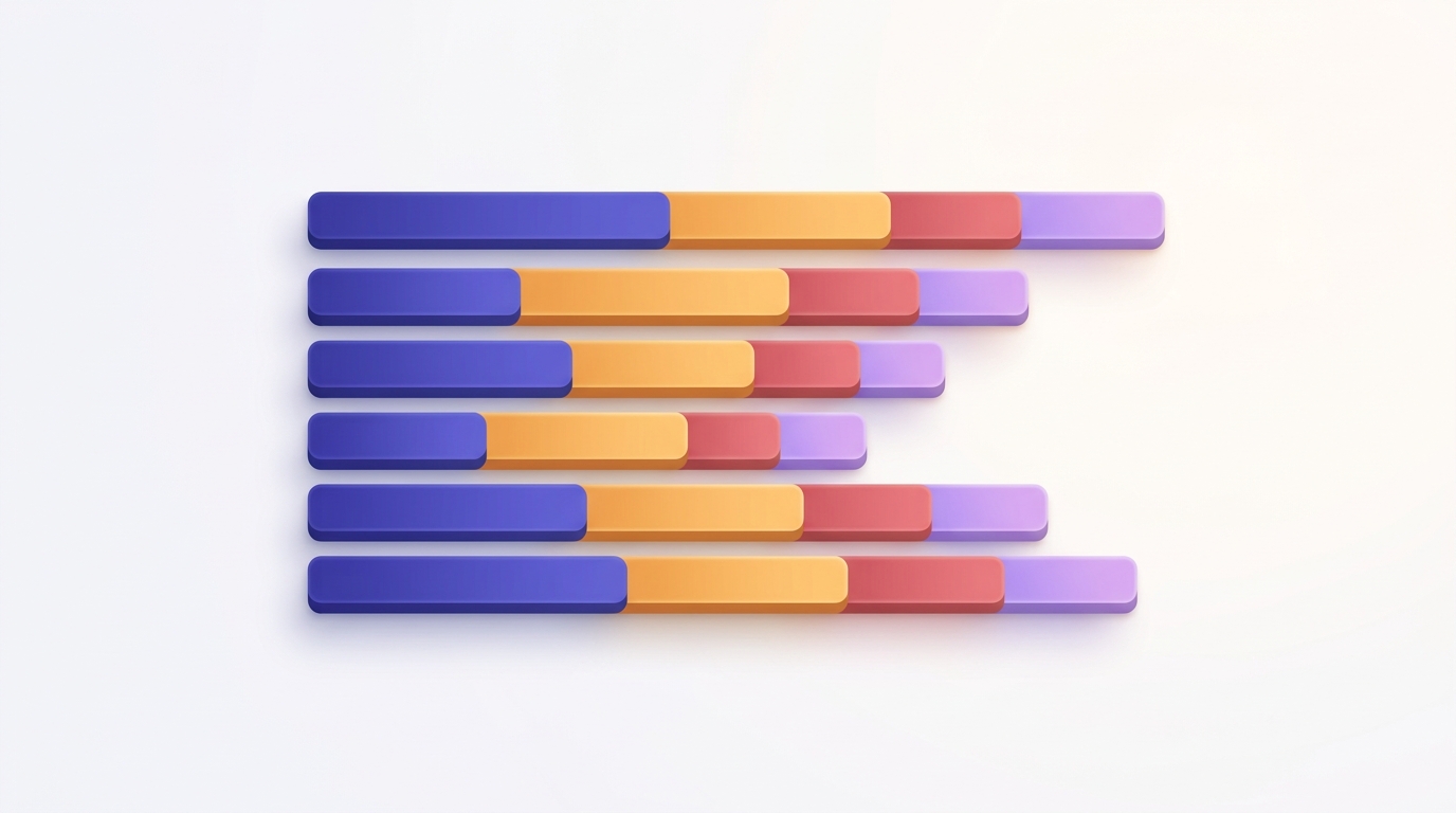 Horizontal segmented bar chart showing email verification result categories with indigo, amber, red, and lavender colored segments.